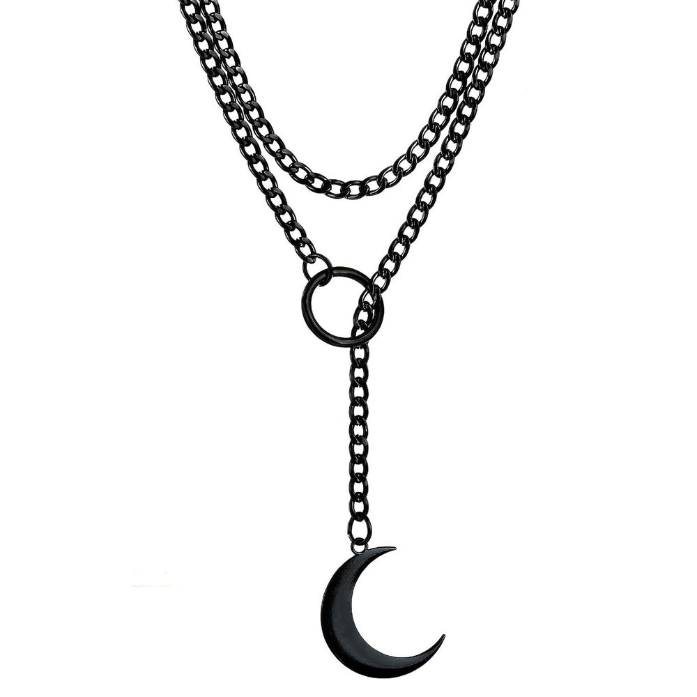 Black Stain Steel Lariat Y Necklaces Wrap Choker Necklace Punk Gothic Bar